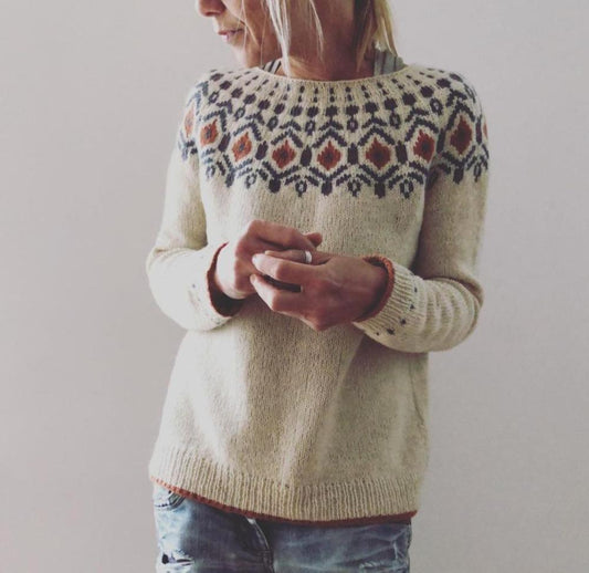 Willa Women's Knit Sweater | Soft Patterned Collar, Warm Autumn Wear 1