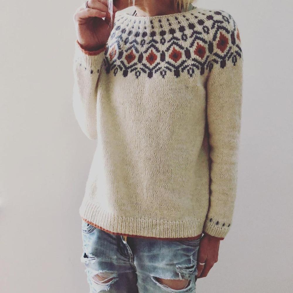Willa Women's Knit Sweater | Soft Patterned Collar, Warm Autumn Wear 3