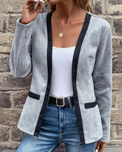Willa Women's Knitted Coat | Contrast Colour Patchwork, Business Casual 0