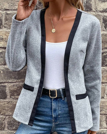 Willa Women's Knitted Coat | Contrast Colour Patchwork, Business Casual 3
