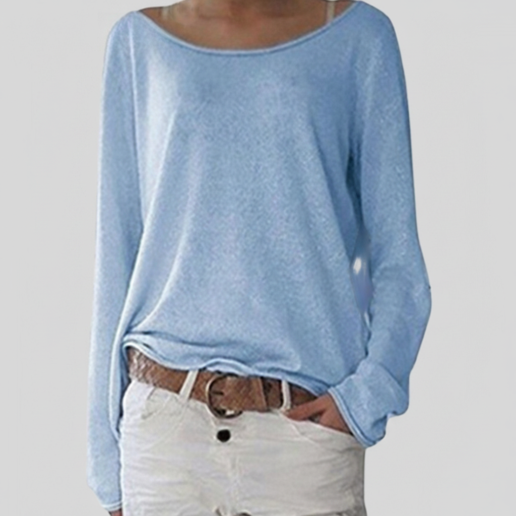 Willa Women's Lightweight Sweater | Boat Neck, Relaxed Draped Fit 1