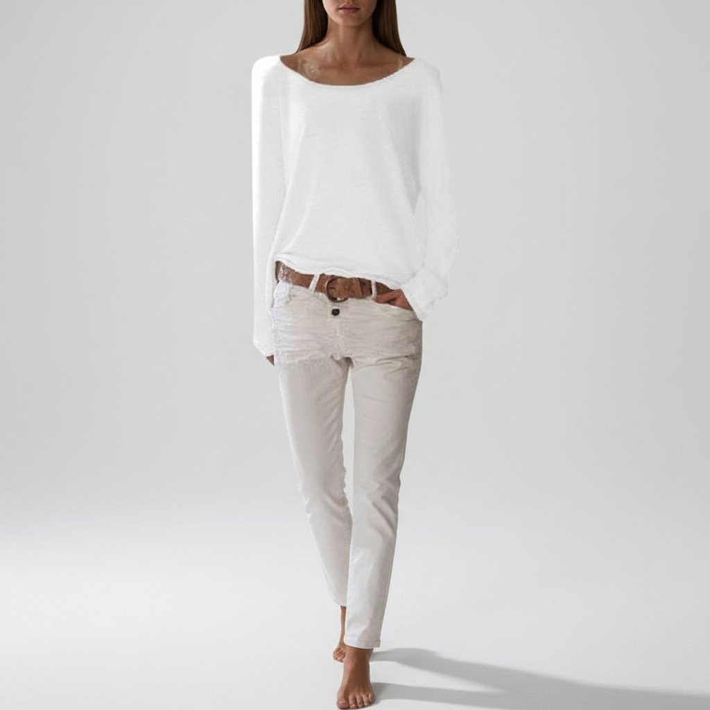 Willa Women's Lightweight Sweater | Boat Neck, Relaxed Draped Fit 4