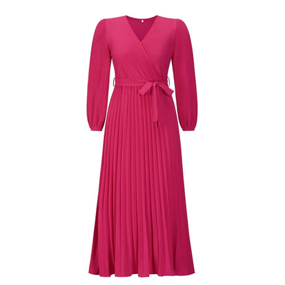 Willa Women’s Maxi Dress with Pleated Skirt and Wrap Waist Tie 0
