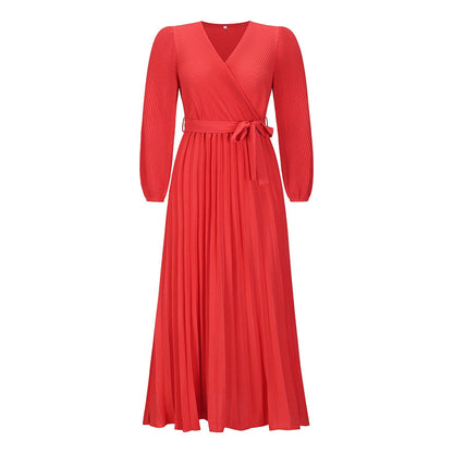 Willa Women’s Maxi Dress with Pleated Skirt and Wrap Waist Tie 2