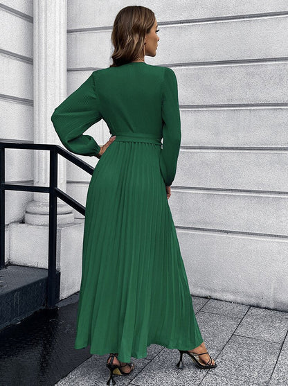 Willa Women’s Maxi Dress with Pleated Skirt and Wrap Waist Tie 4