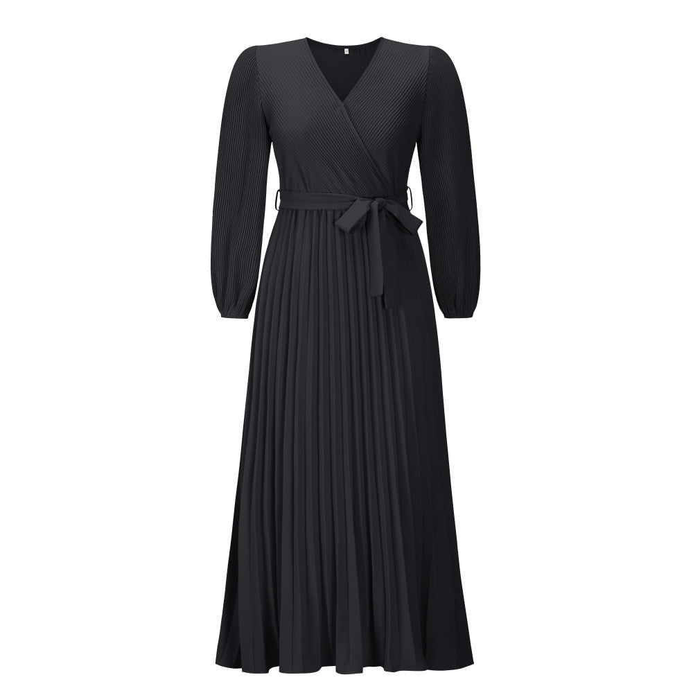 Willa Women’s Maxi Dress with Pleated Skirt and Wrap Waist Tie 5