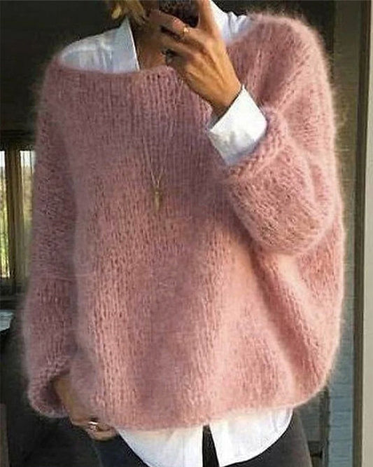 Willa Women's Off Shoulder Sweater | Soft Fluffy Knit Casual Jumper 0