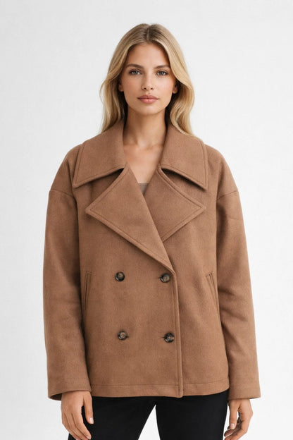 Willa Women's Short Coat | Oversized Double-Breasted, Classic Design 0