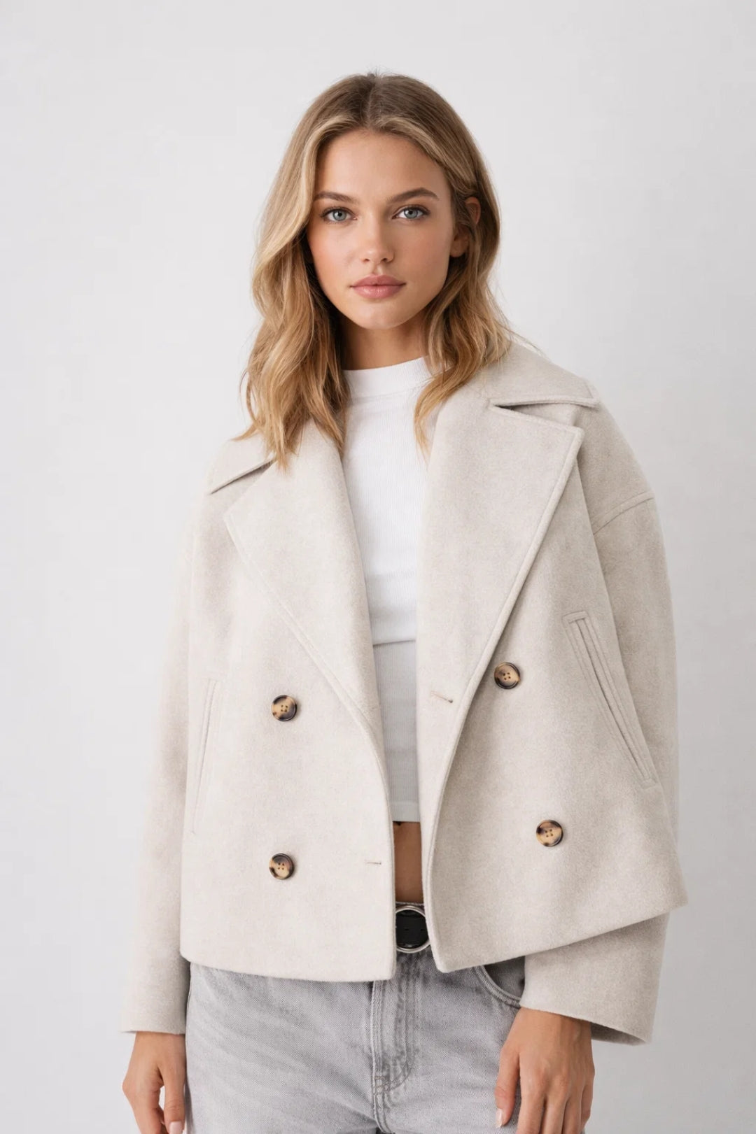 Willa Women's Short Coat | Oversized Double-Breasted, Classic Design 1