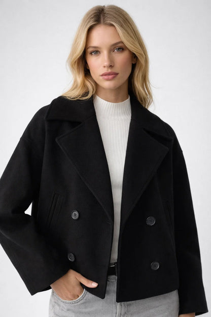 Willa Women's Short Coat | Oversized Double-Breasted, Classic Design 2