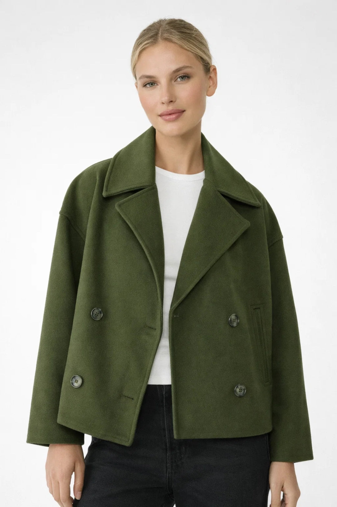 Willa Women's Short Coat | Oversized Double-Breasted, Classic Design 3