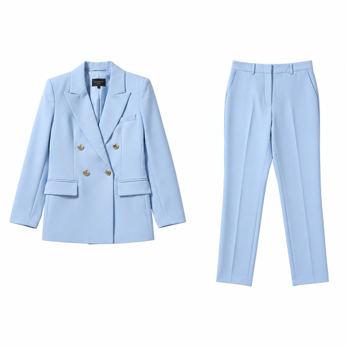 Willa Women's Suit Set with Double-Breasted Blazer and Straight Leg Trousers 2