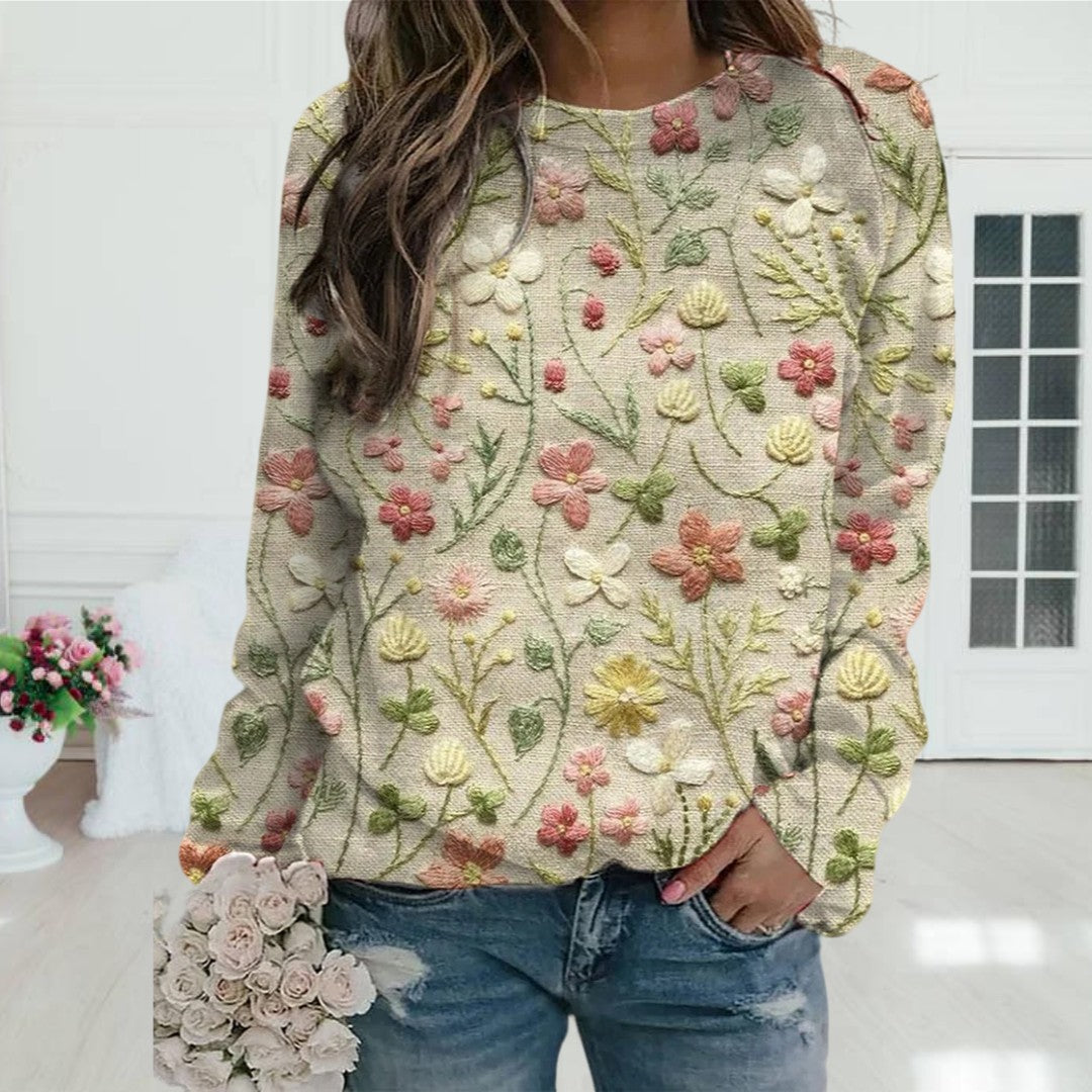 Willa Women's Sweater | Cotton Floral Embroidered Lightweight Knit 0