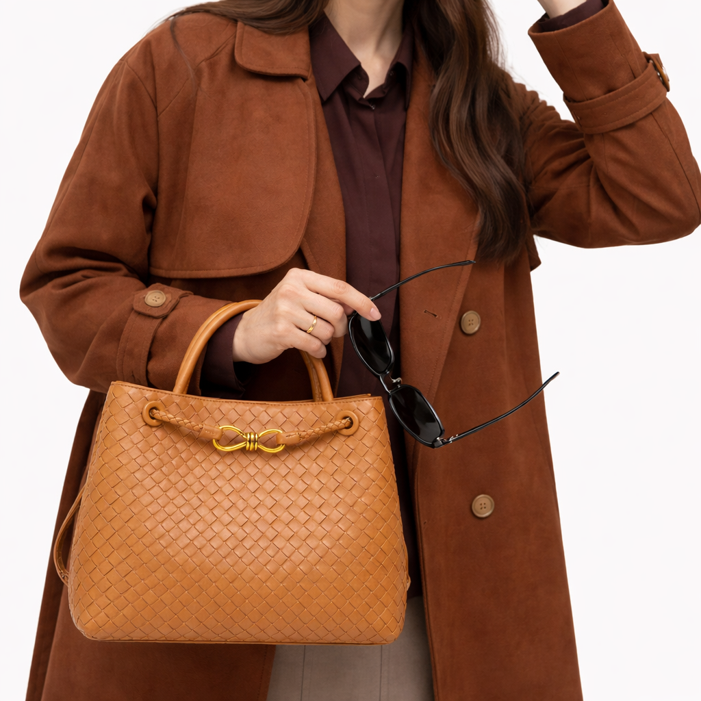 Willa Women’s Tote Bag with Woven Texture and Soft Vegan Leather Design 8