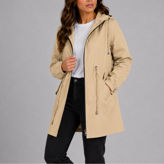 Willa Women's Waterproof Coat | Lightweight Hooded Jacket with Drawstring Waist 0