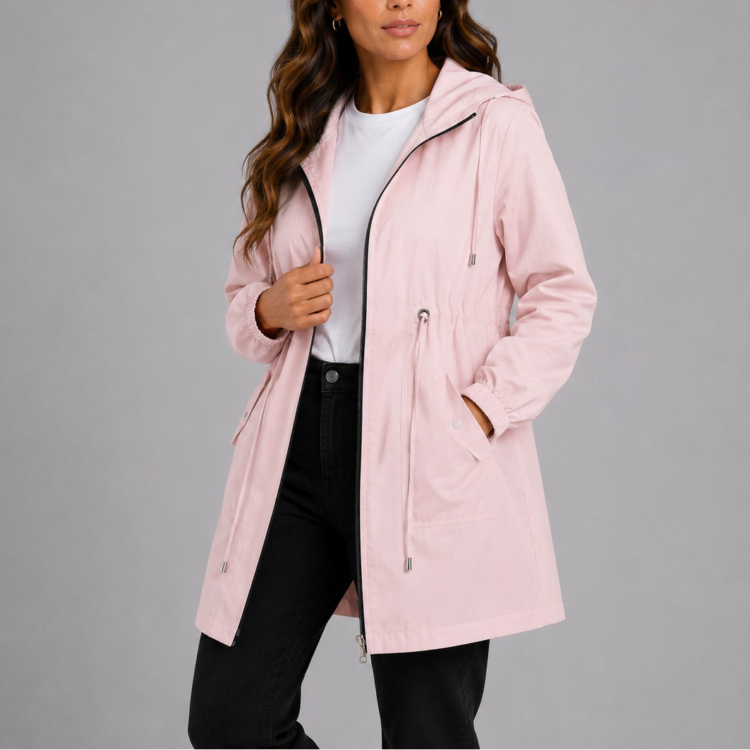 Willa Women's Waterproof Coat | Lightweight Hooded Jacket with Drawstring Waist 5