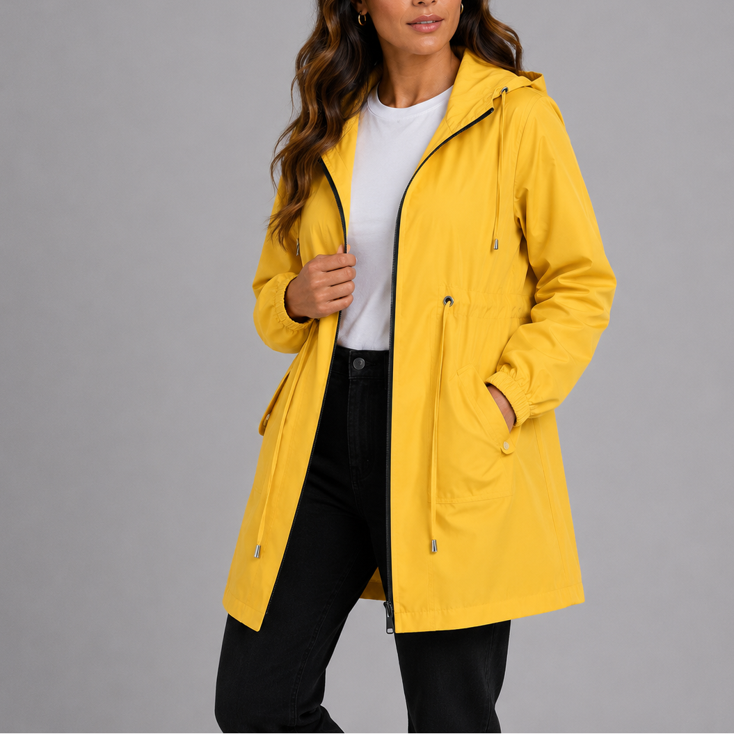 Willa Women's Waterproof Coat | Lightweight Hooded Jacket with Drawstring Waist 6