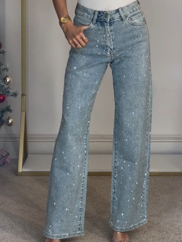 Willa Women’s Wide Leg Jeans with High Waist and Statement Detailing 0