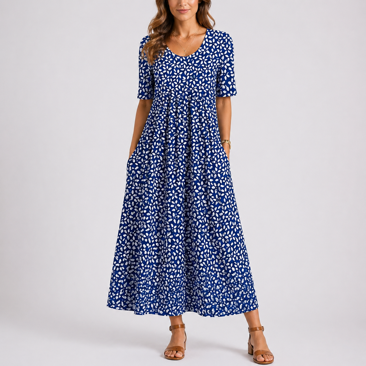 Willow Women’s Midi Dress with Floral Print and Relaxed Fit for Casual Summer Wear 0