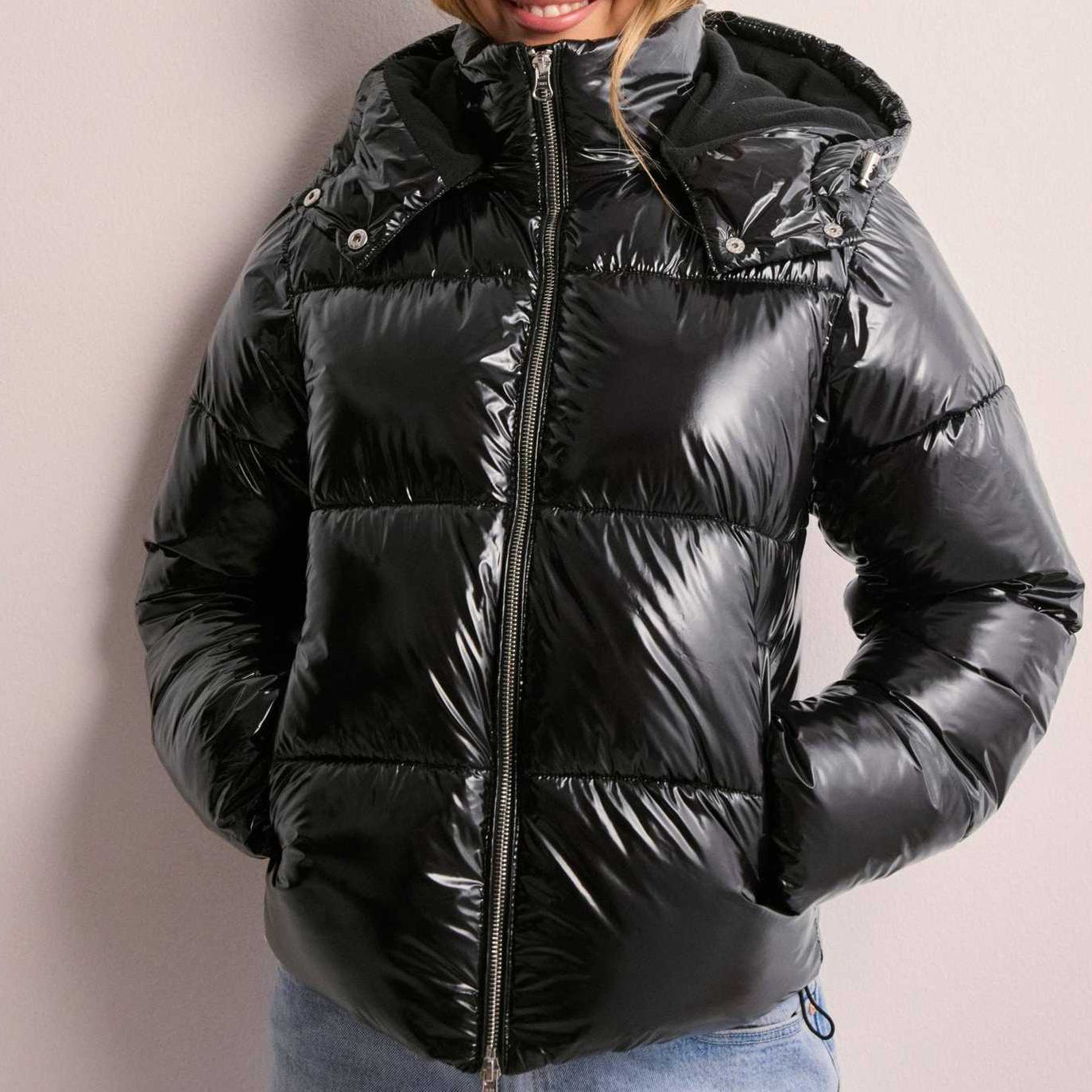 Wren Women's Black Puffer Jacket | Lightweight Quilted Hooded Coat 1