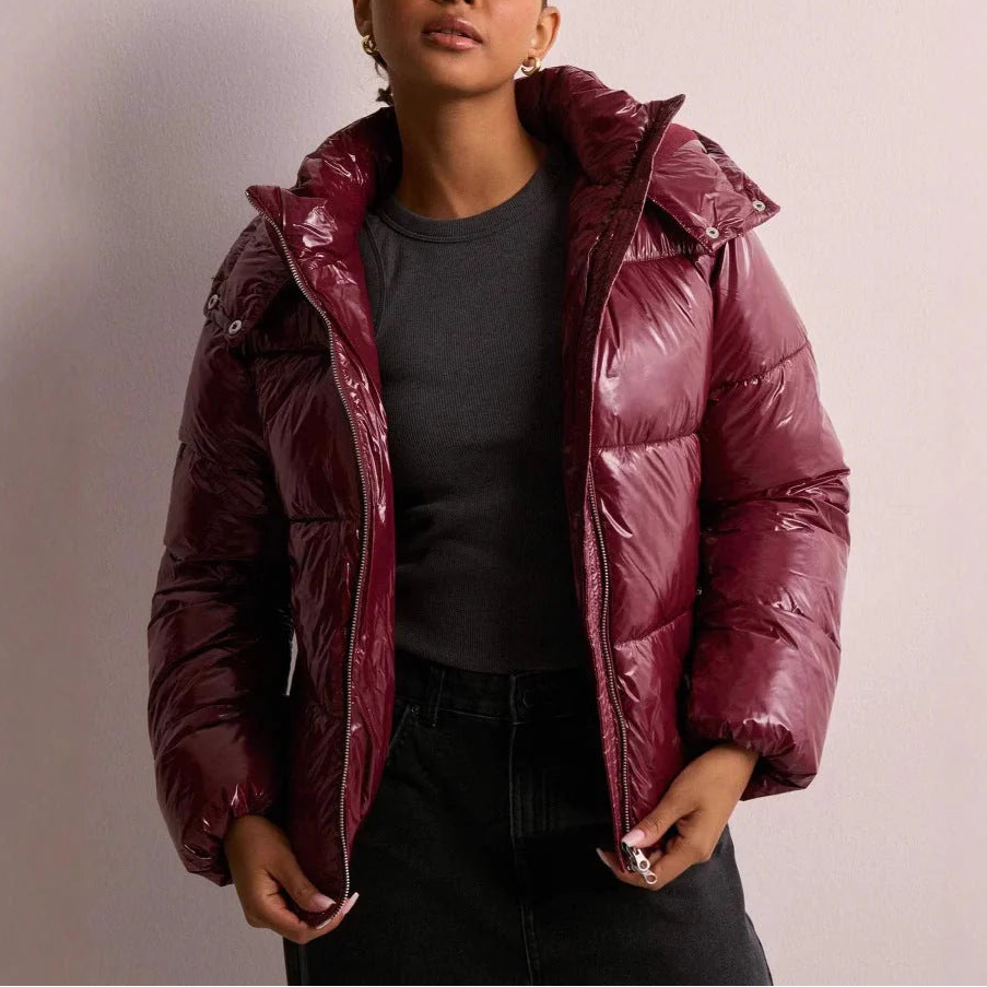 Wren Women's Black Puffer Jacket | Lightweight Quilted Hooded Coat 3
