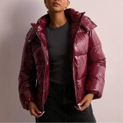 Wren Women's Black Puffer Jacket | Lightweight Quilted Hooded Coat 3