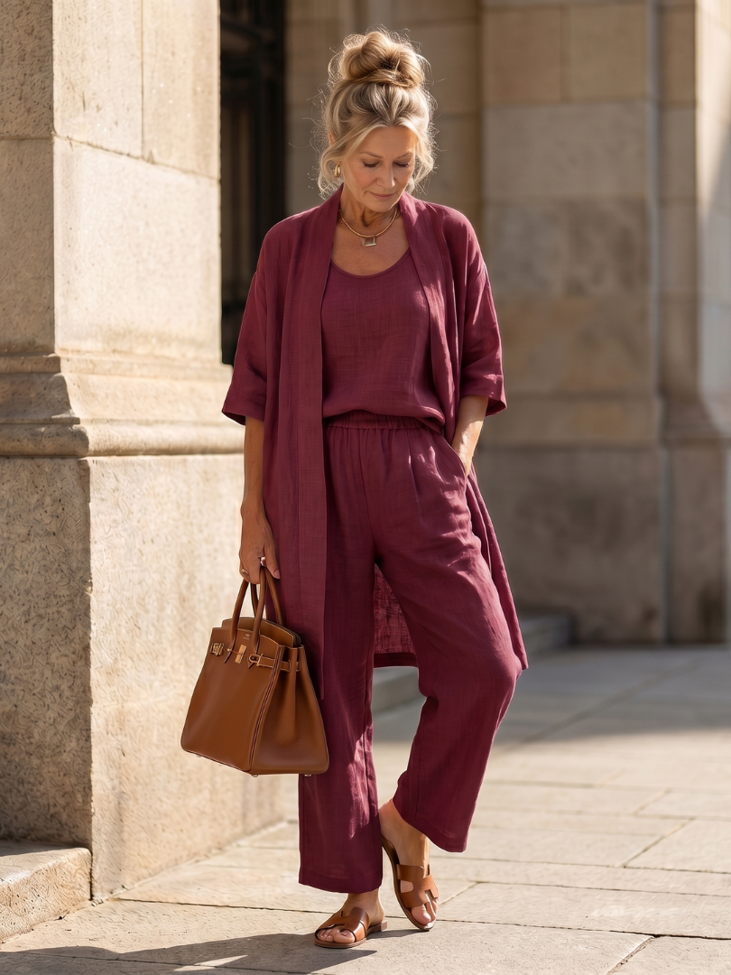 Yara Women's Set Loungewear with Relaxed Fit and Wide Leg Pants 10