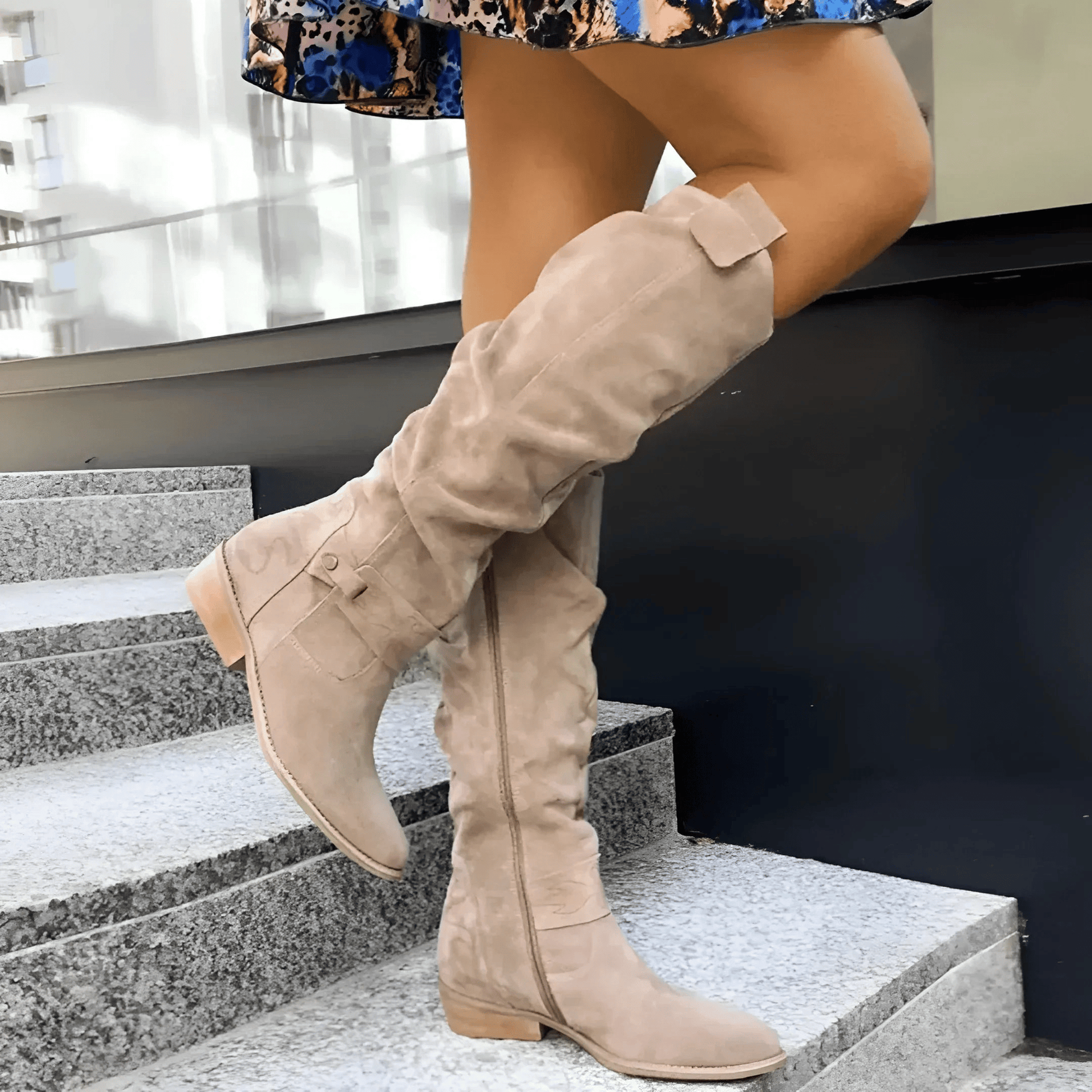 Zes Women’s Knee High Boots with Stylish Suede Finish and Cushioned Insoles 0