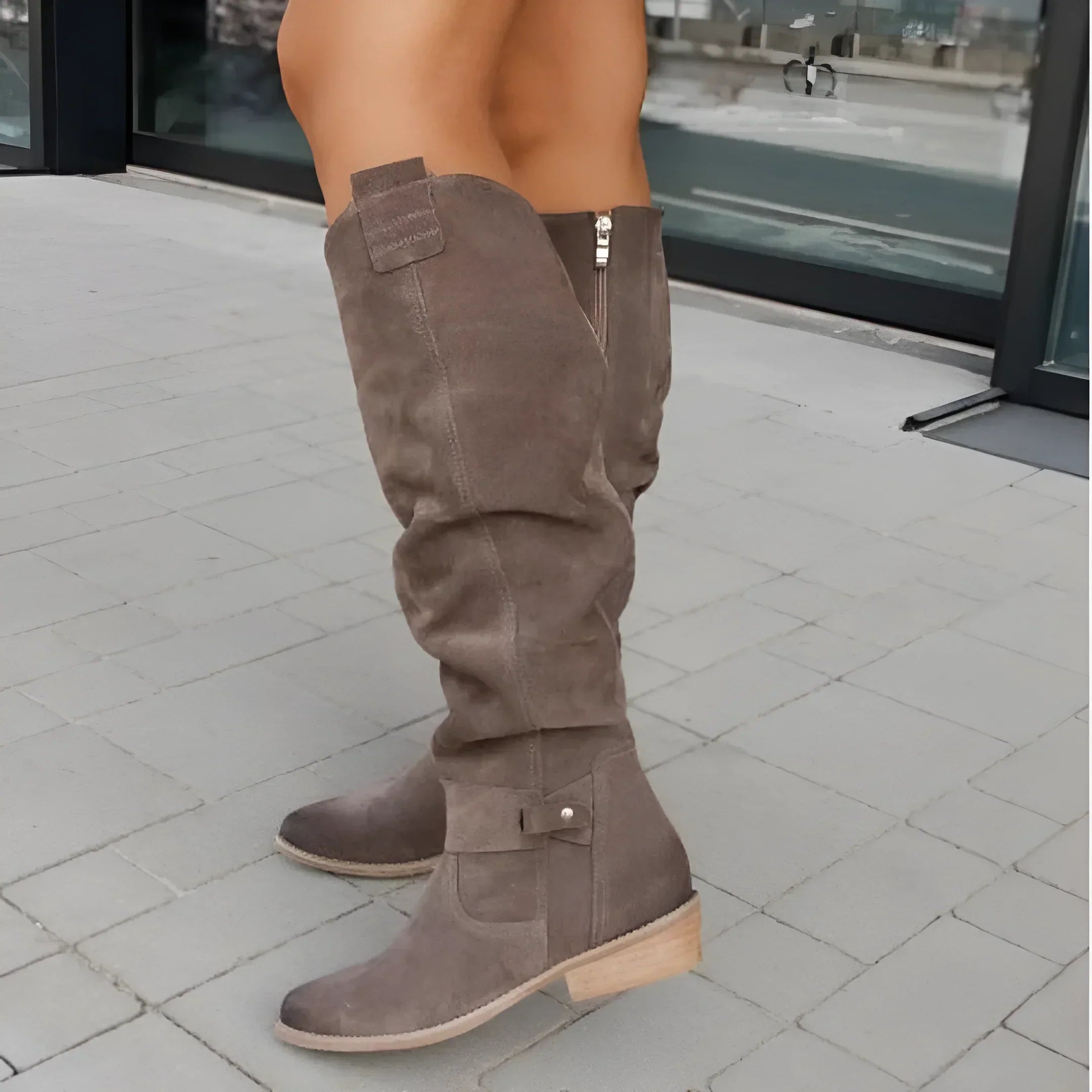 Zes Women’s Knee High Boots with Stylish Suede Finish and Cushioned Insoles 6